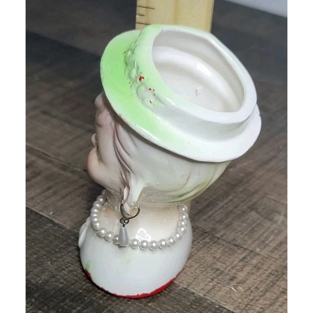 Vtg Nippon Little Girl With Hat & Pearls, Head Vase Japan 1950s SEE‎ DESCRIPTION